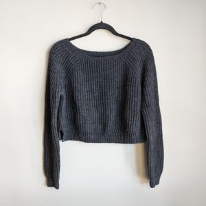 Brandy Melville Grey Knit Crop Sweater